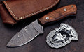 Custom Handmade Damascus Exotic Black Walnut Burl Wood Hunting Knife