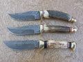 The Hunter’s Edge: Custom Handmade Damascus Steel Outdoor Hunting Knife | Antler Horn Handle | 8.5 Inches | KBS Knives