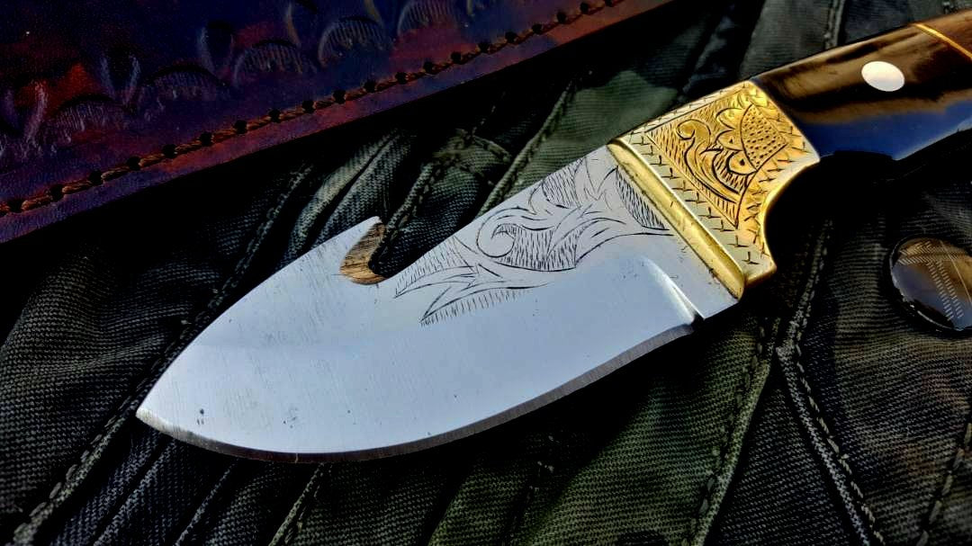 Custom Handmade D2 Tool Steel Guthook Skinner Knife
