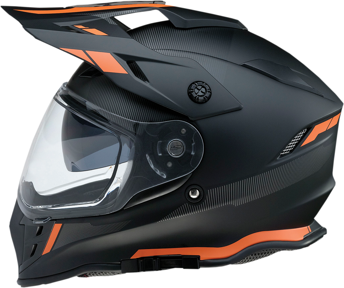 Z1R, Z1R Range Helmet Uptake Black/Orange 2XL – Versatile Motorcycle Helmet with Drop Down Sun Visor and Removable Lining