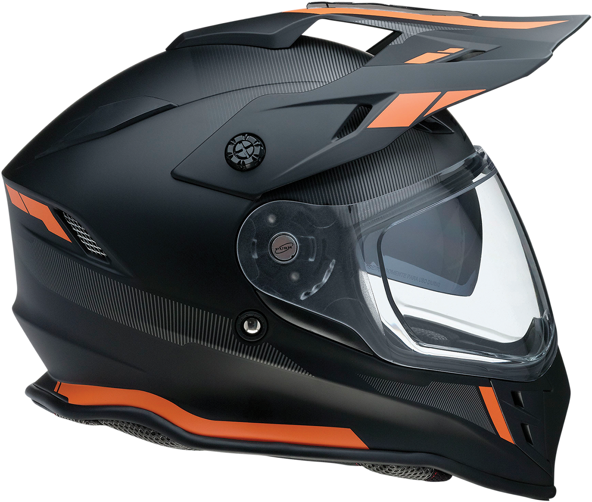 Z1R, Z1R Range Helmet - Uptake Black/Orange, Small – Versatile Motorcycle Helmet with Drop-Down Sun Visor and Removable Lining