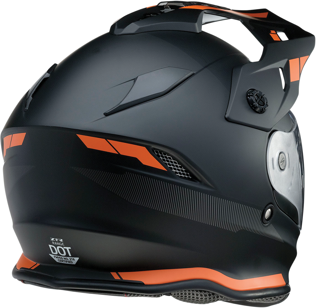 Z1R, Z1R Range Helmet - Uptake Black/Orange, Small – Versatile Motorcycle Helmet with Drop-Down Sun Visor and Removable Lining