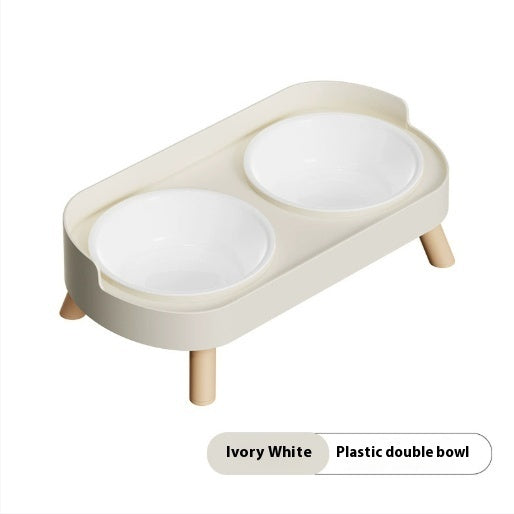 Stainless Steel Double Bowl Ceramic Water And Grain Integrated Feeding Bowl