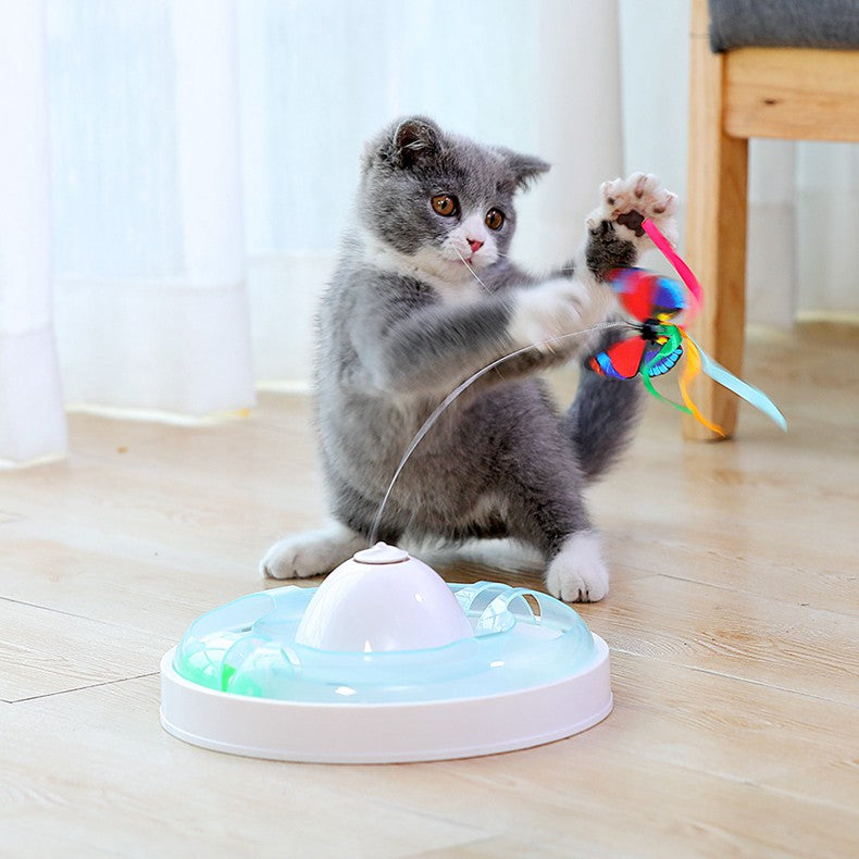 Butterfly toy funny cat stick cat turntable