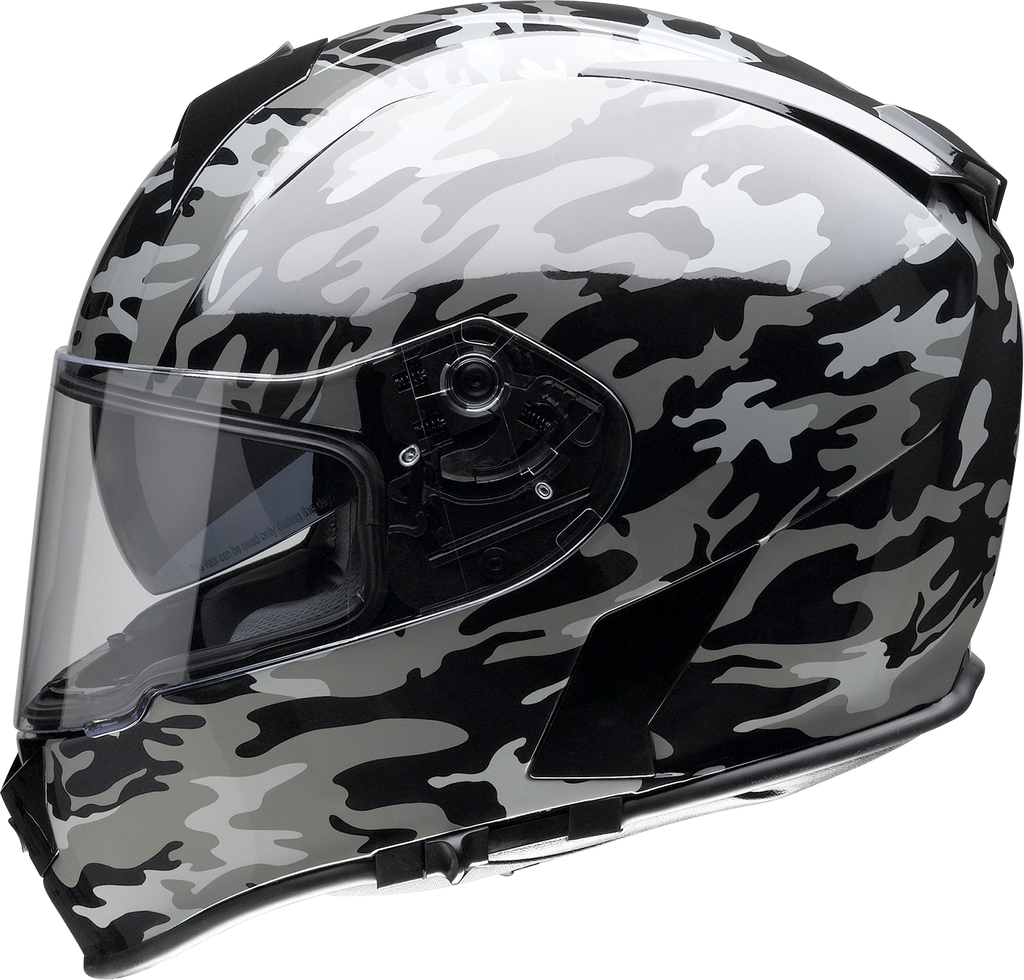 Z1R, Z1R Warrant Helmet - Camo Black/Gray, XS | Polycarbonate Shell, Drop-Down Sun Visor & Moisture-Wicking Liner