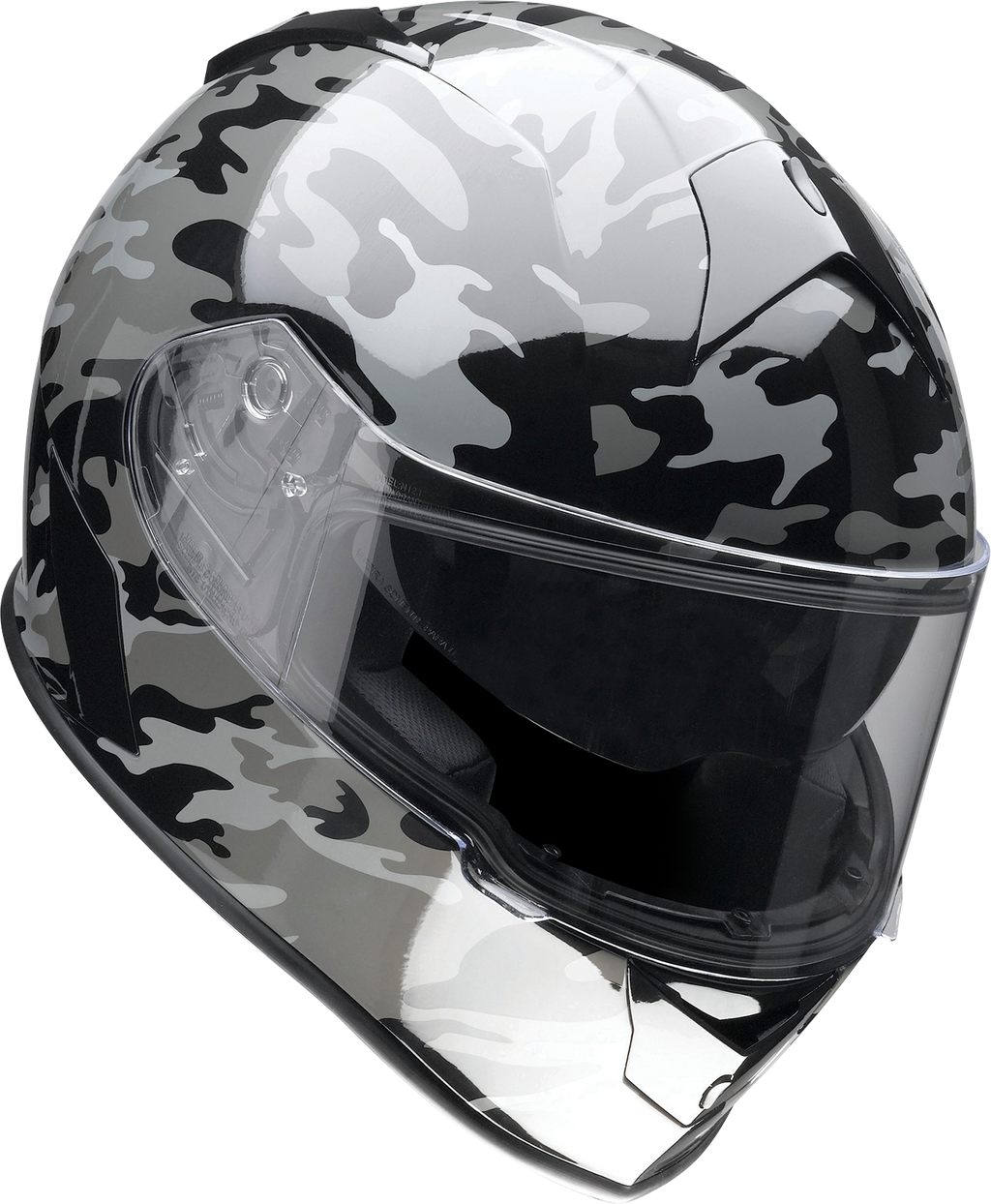 Z1R, Z1R Warrant Helmet - Camo Black/Gray 2XL - Polycarbonate Shell with Drop-Down Sun Visor