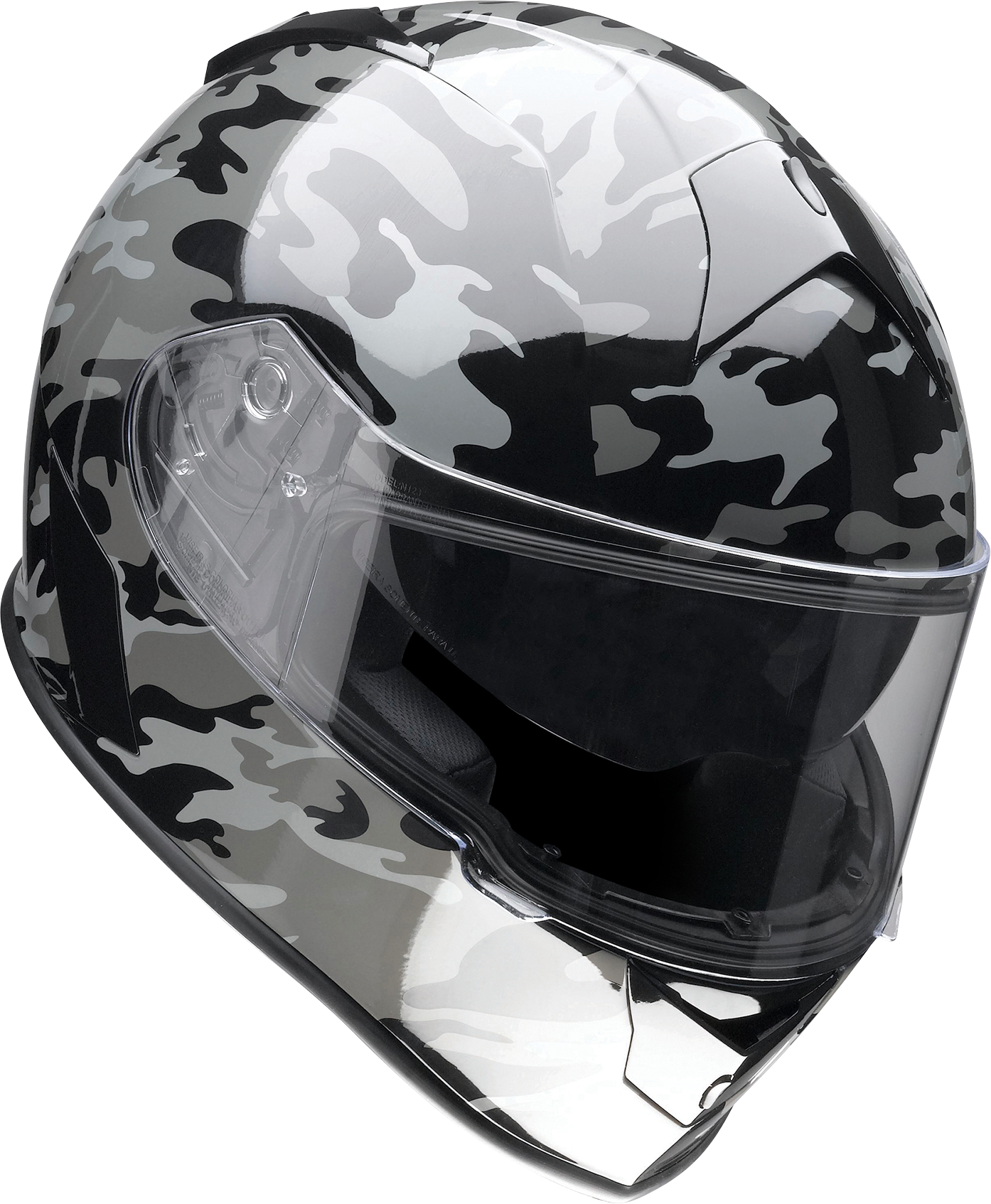 Z1R, Z1R Warrant Helmet - Camo Black/Gray 2XL - Polycarbonate Shell with Drop-Down Sun Visor