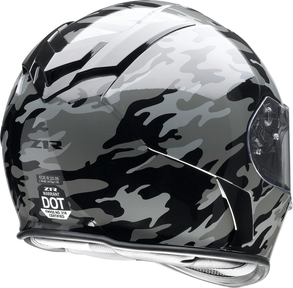 Z1R, Z1R Warrant Helmet - Camo Black/Gray, XS | Polycarbonate Shell, Drop-Down Sun Visor & Moisture-Wicking Liner