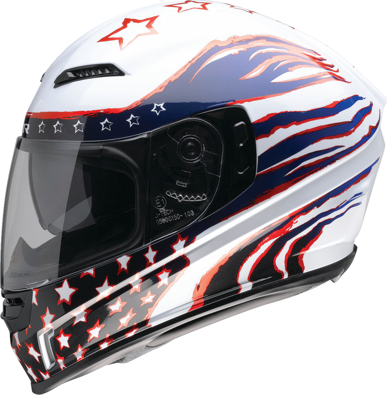 Z1R, Z1R Jackal Helmet Patriot Red/White/Blue 3XL - Aerodynamic Polycarbonate Shell with Sun Visor