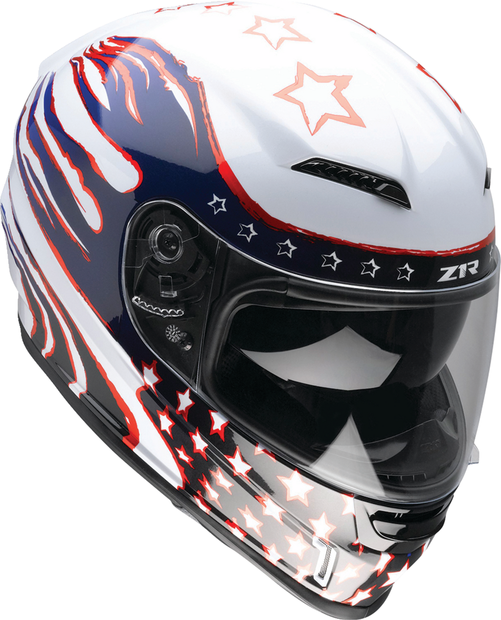 Z1R, Z1R Jackal Helmet Patriot Red/White/Blue 3XL - Aerodynamic Polycarbonate Shell with Sun Visor