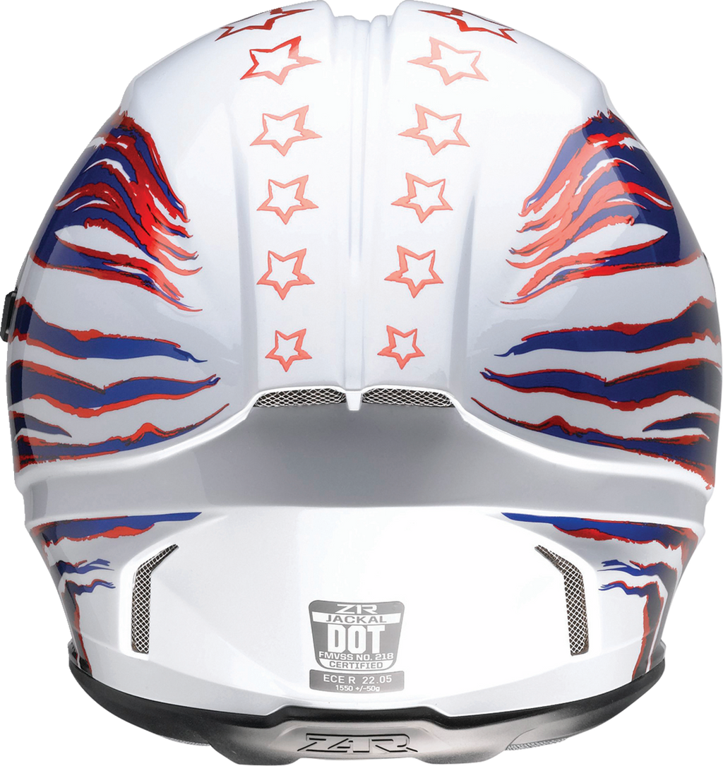 Z1R, Z1R Jackal Helmet Patriot Red/White/Blue 3XL - Aerodynamic Polycarbonate Shell with Sun Visor