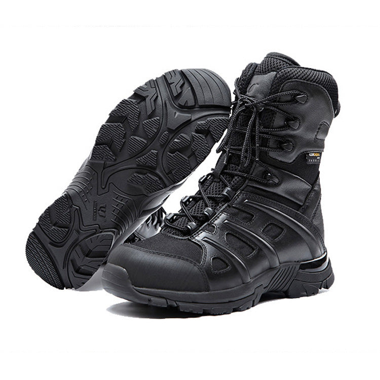Non-Slip Black Leather Combat Boots for Maximum Comfort and Stability