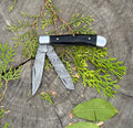 Damascus Handmade Custom Trapper Folding Pocket Knife with Buffalo Horn and Steel Bolsters Handle, 3.2-inch Blade Length