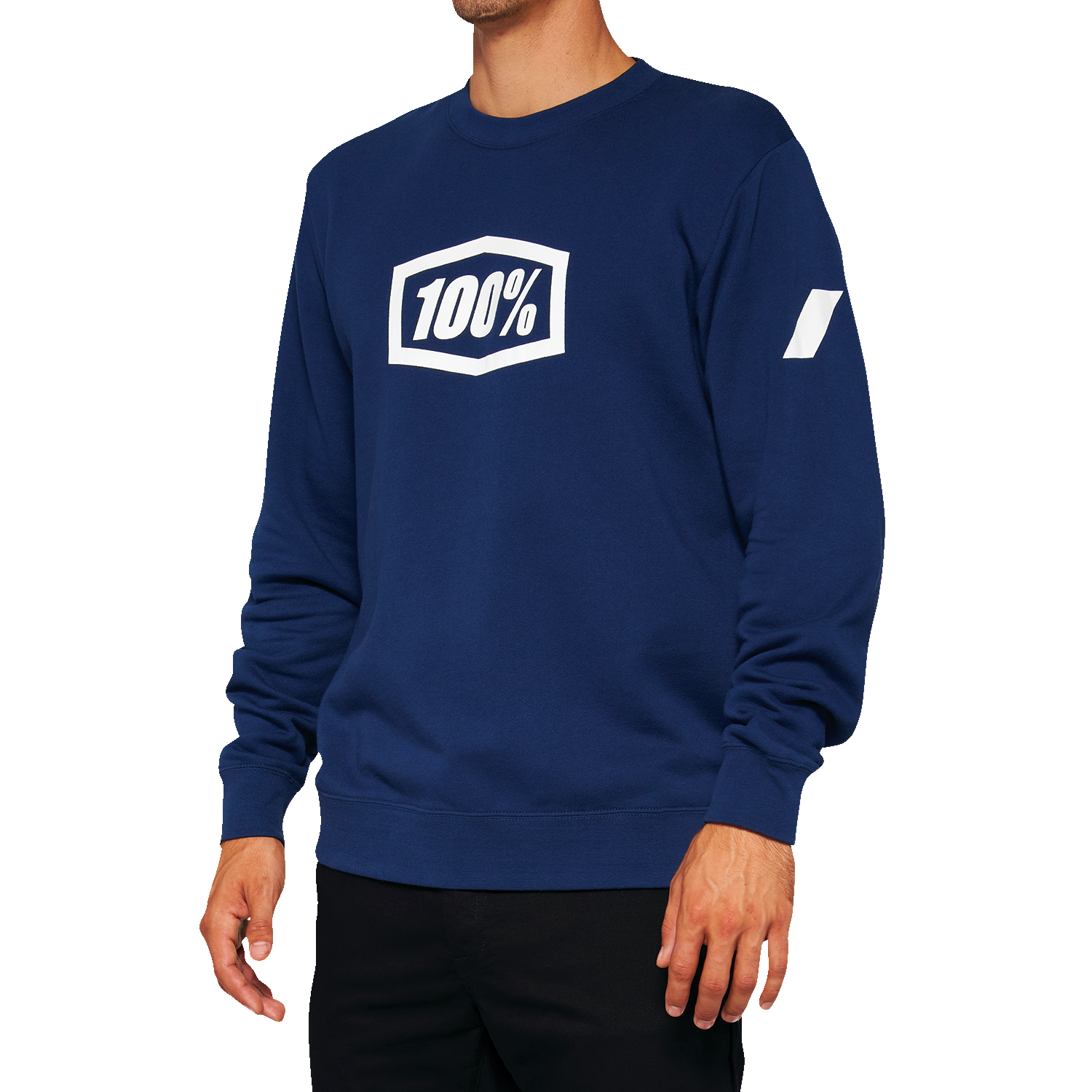 100% Icon Long-Sleeve Fleece Sweatshirt - Navy - Medium 20026-00016
