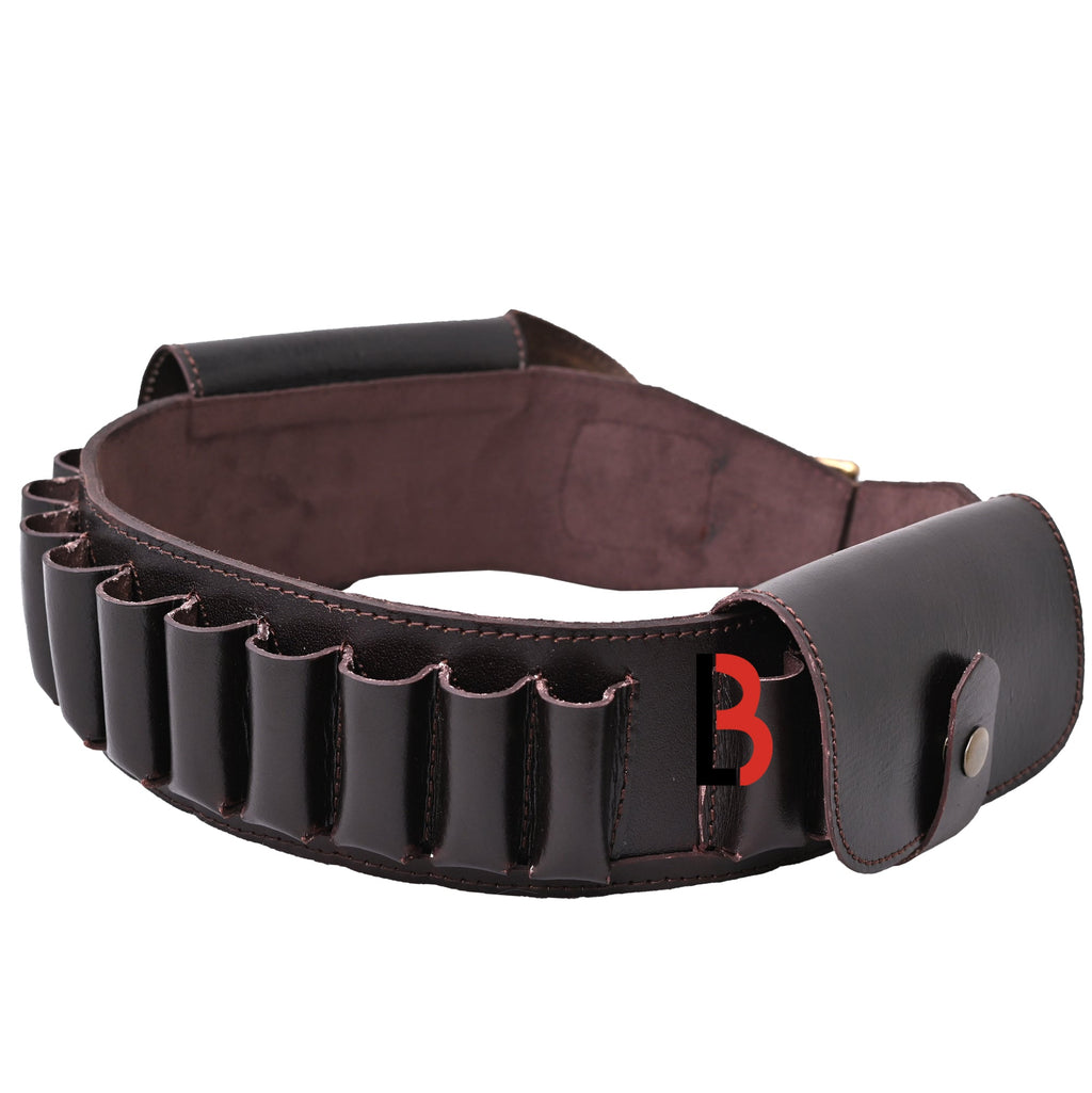 Cowhide Leather Shotshell Bandolier Belt Shotgun Shell Belt Ammunition Carrier. Two flaps