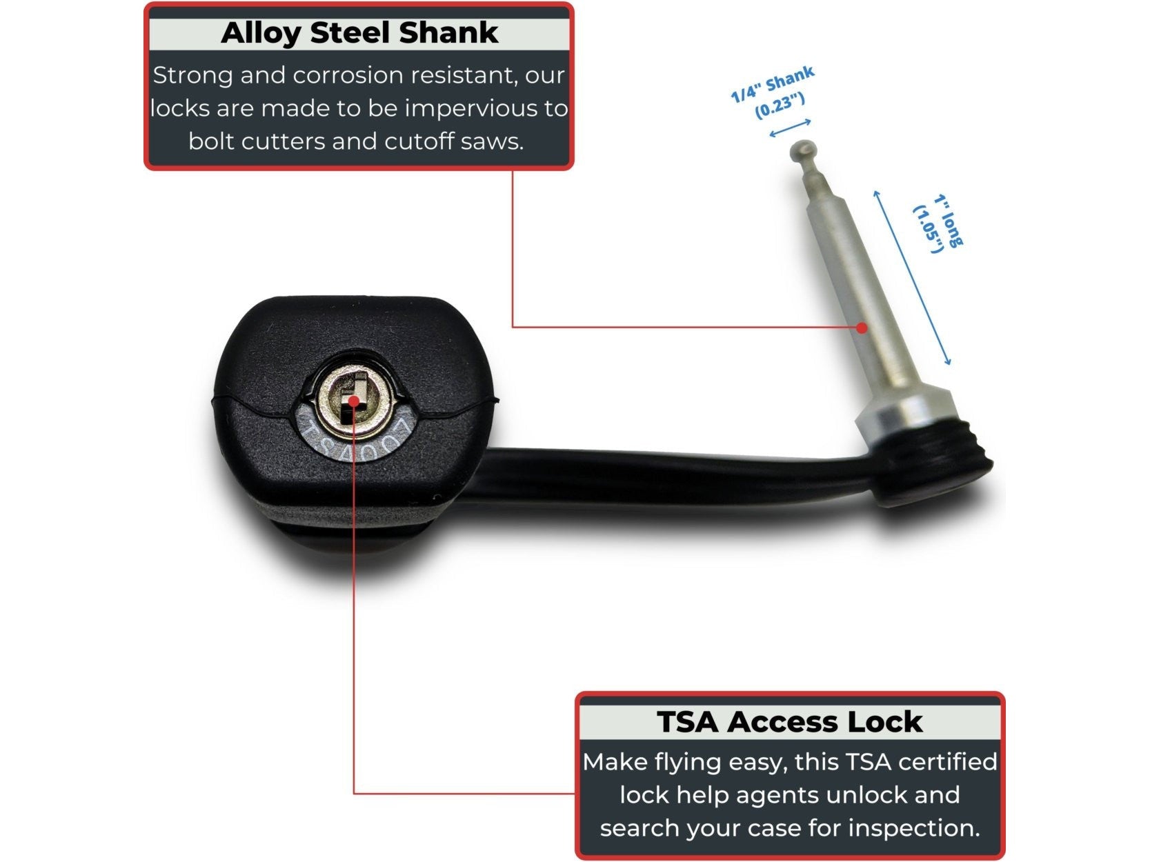 4-Pack TSA Approved MonoShaft™ Gun Case Lock