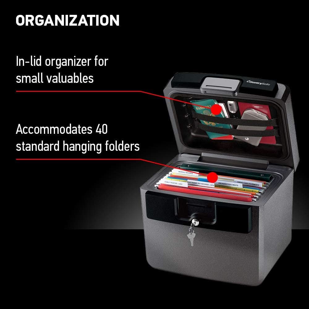 Black Fireproof Safe With Key Lock 14.3X15.5X13.5 HD4100