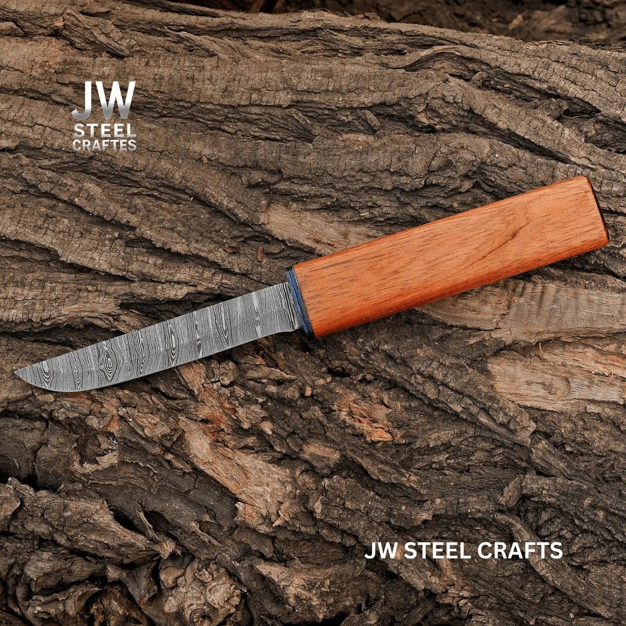 3-Piece Handmade Knife Set — 5-Inch Damascus Utility Blades with Rosewood Handles & Interlocking Scabbard