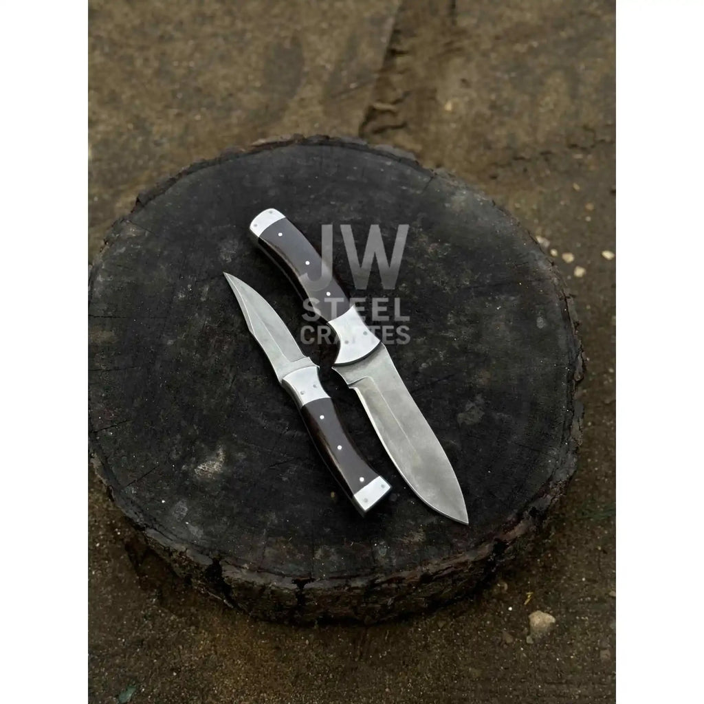 3-Piece Handmade Steel Kitchen & Outdoor Utility Knife Set – Dark Wood Handles