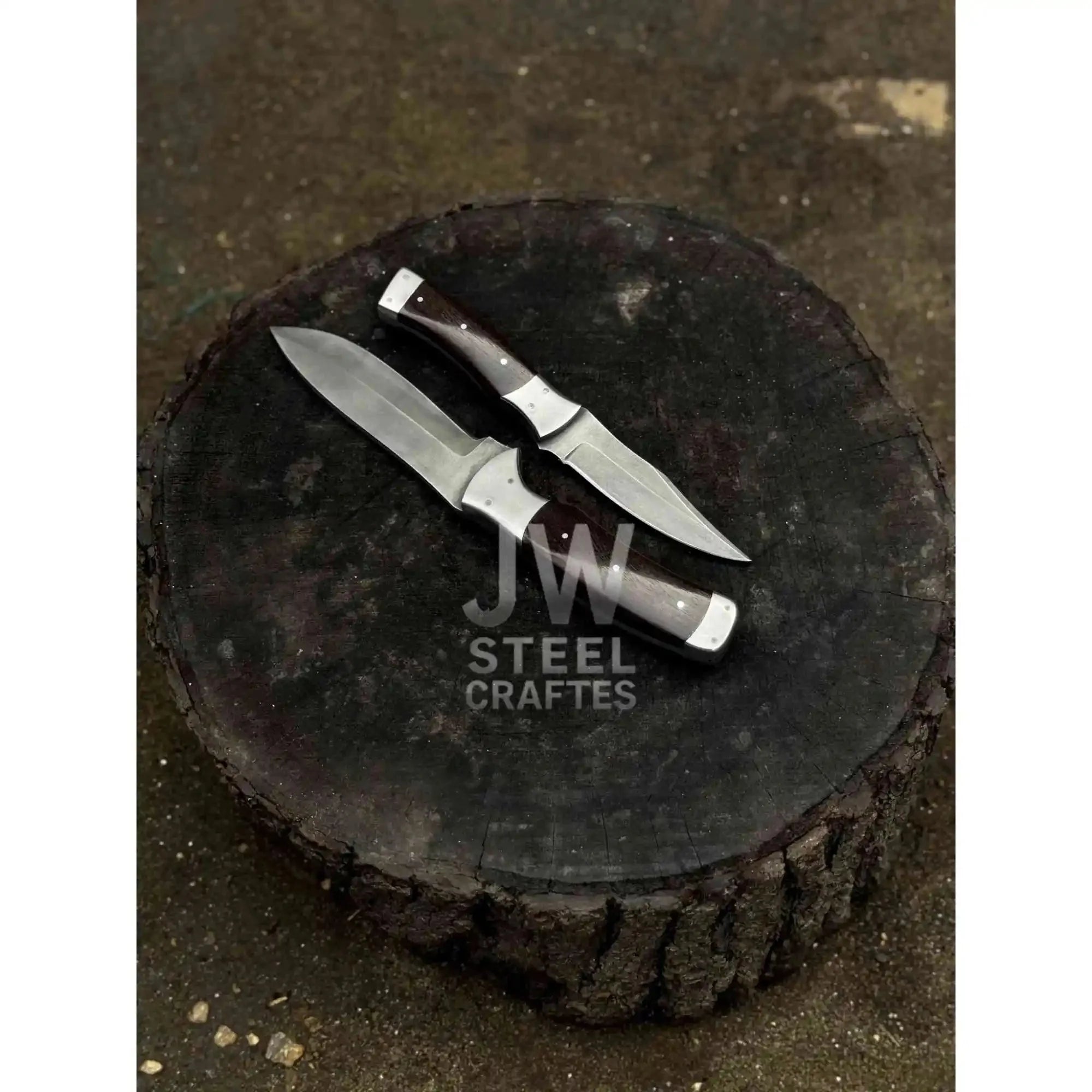 3-Piece Handmade Steel Kitchen & Outdoor Utility Knife Set – Dark Wood Handles