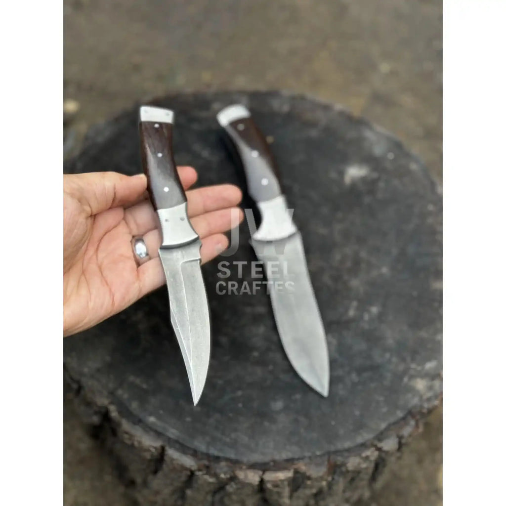 3-Piece Handmade Steel Kitchen & Outdoor Utility Knife Set – Dark Wood Handles