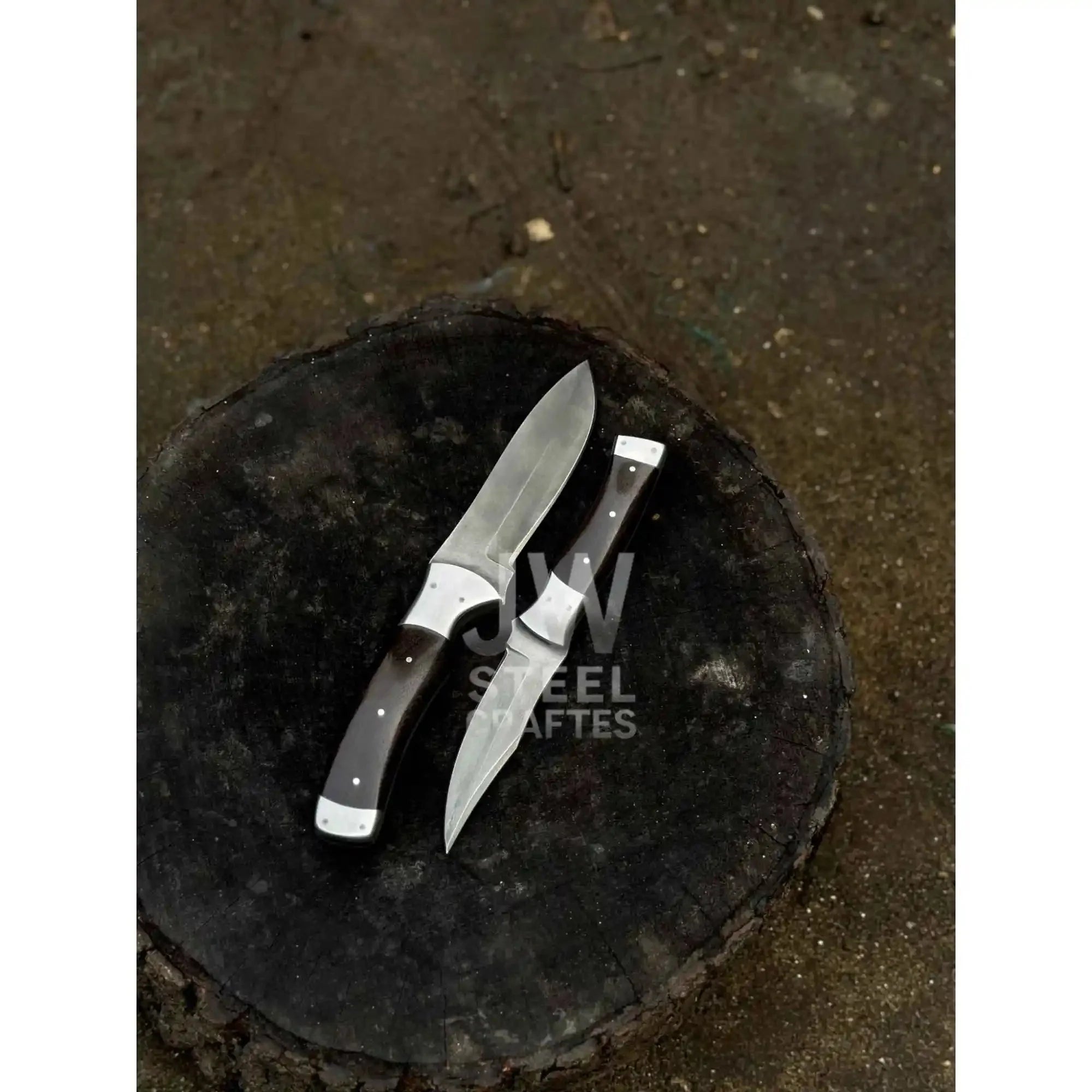 3-Piece Handmade Steel Kitchen & Outdoor Utility Knife Set – Dark Wood Handles