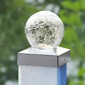 Solar Fence Post Cap Light, 4x4, Color Changing, Waterproof, Outdoor, Wooden or Vinyl Post, Garden Lights, Solar Powered, Crackle Glass Design