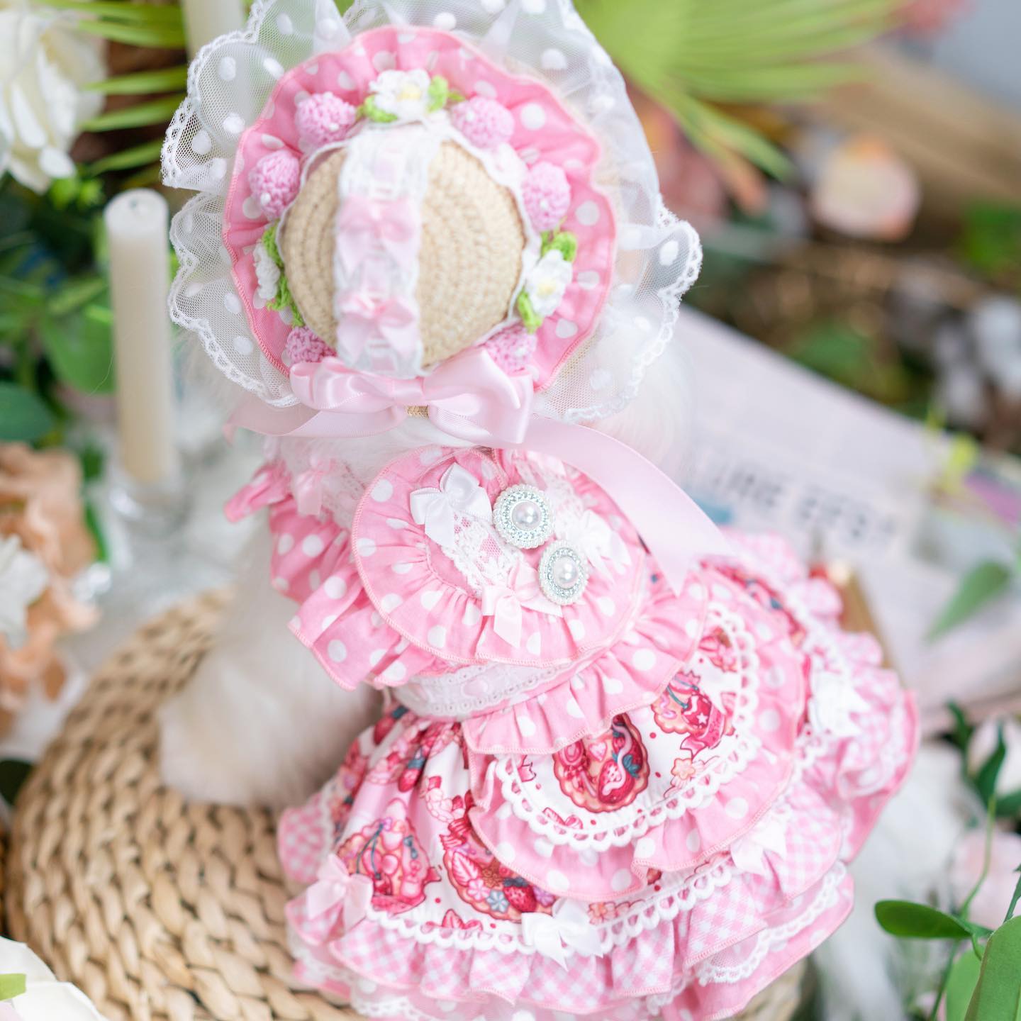 High quality handmade dog dresses strawberry princess