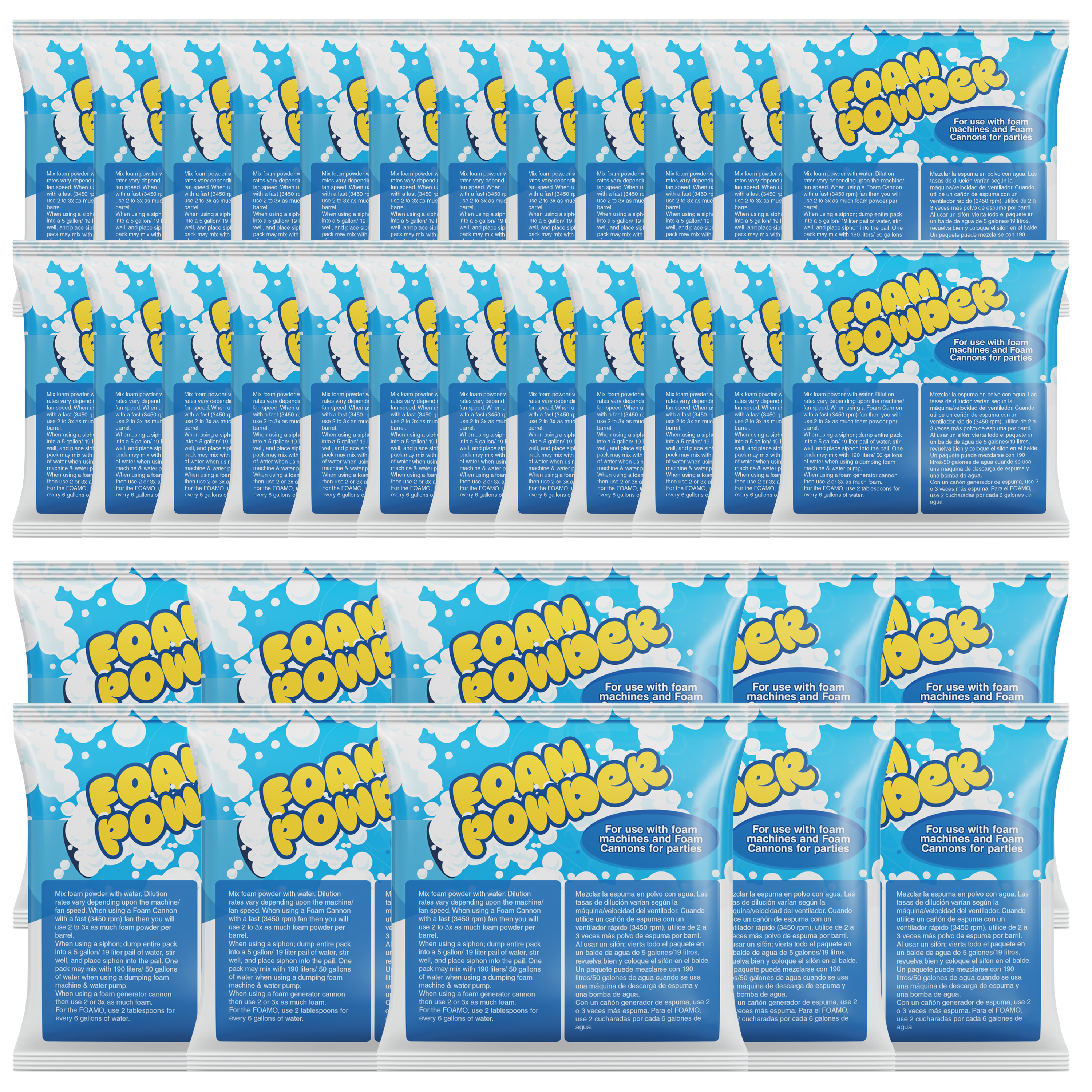 Foam Powder Packs 6 – 24 - 34-40 - 68- 80-102-102-120-136- 170- 204