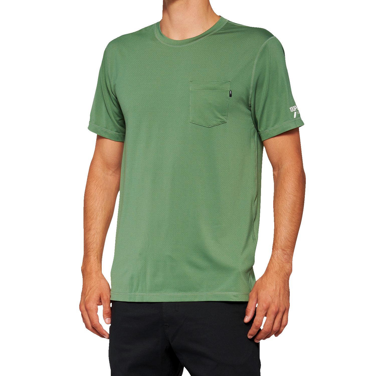 100% Mission Athletic T-Shirt - Olive - Medium 20014-00016