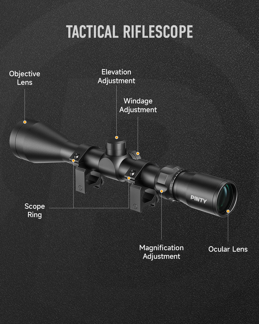 3-9x40 Rifle Scope, Tactical Hunting Scope with Multicoated Blue Lens & Scope Mount Rings