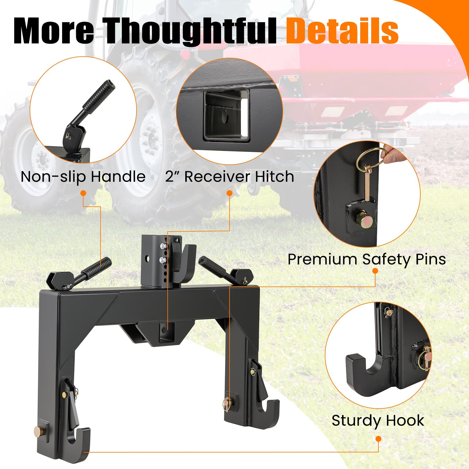 3-Point Quick Hitch with 5 Level Adjustable Bolt for Farming