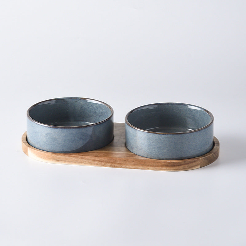 Pet Double Bowl Anti-tumble Drinking Water Rice Basin