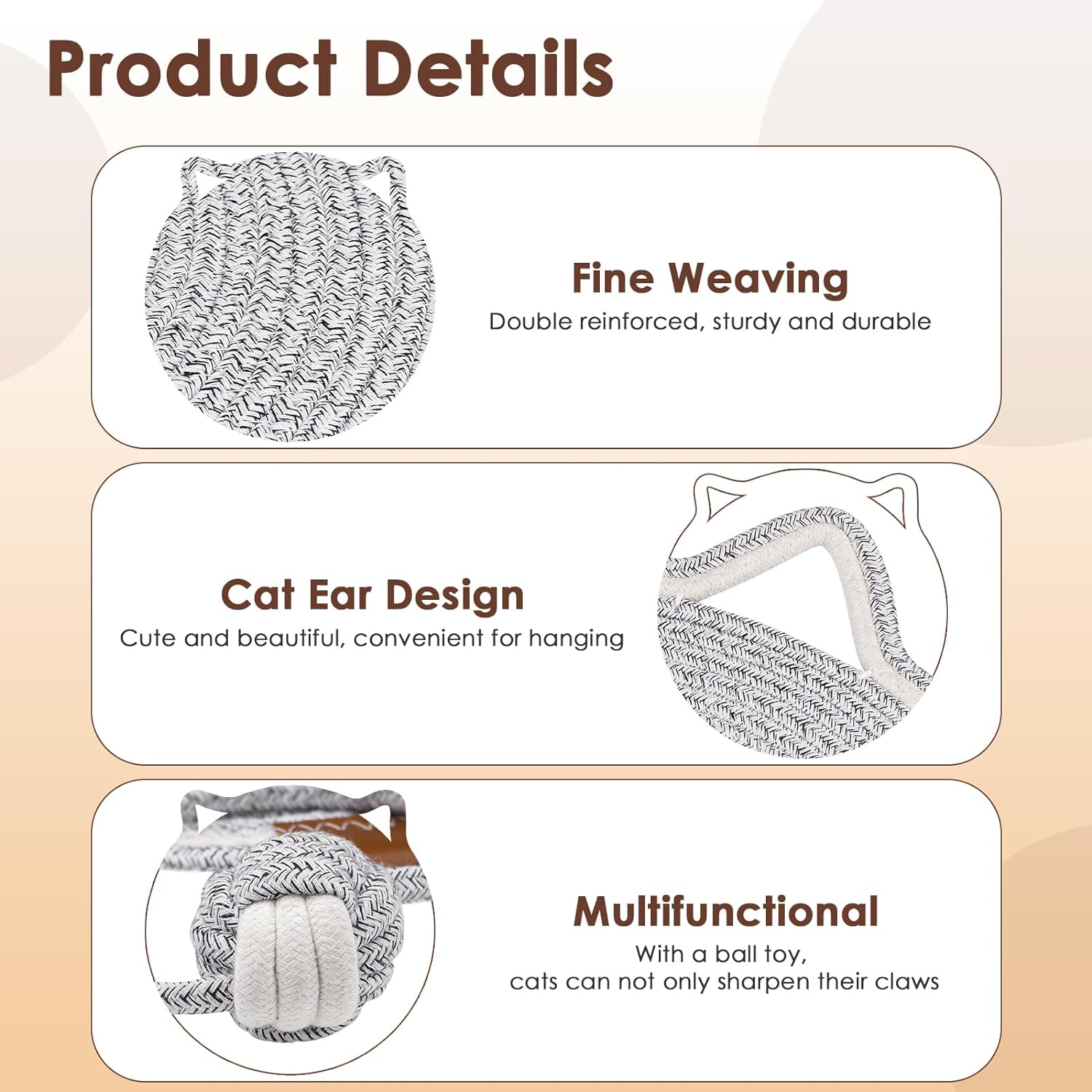 Cat Scratcher Mat Natural Cotton Rope Cat Scratch Pad Round Horizontal Floor Cat Scratching Pads For Indoor Cats  Cat Furniture Protector For Wall Couch Carpets  Sofas