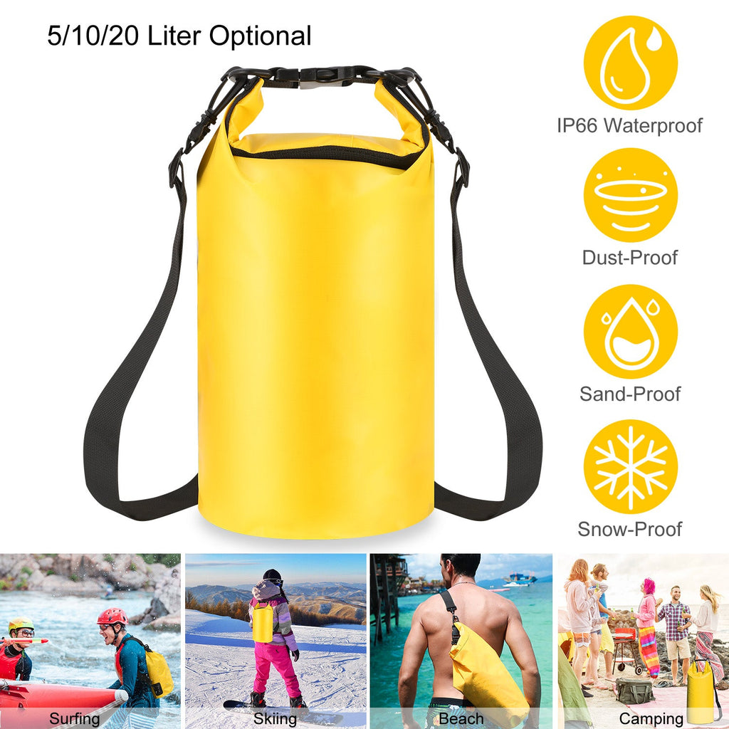 Waterproof Dry Bag Roll Top Dry Storage Backpack Keep Gear Dry w/ Detachable Shoulder Strap for Kayaking Rafting Boating Beach Swimming