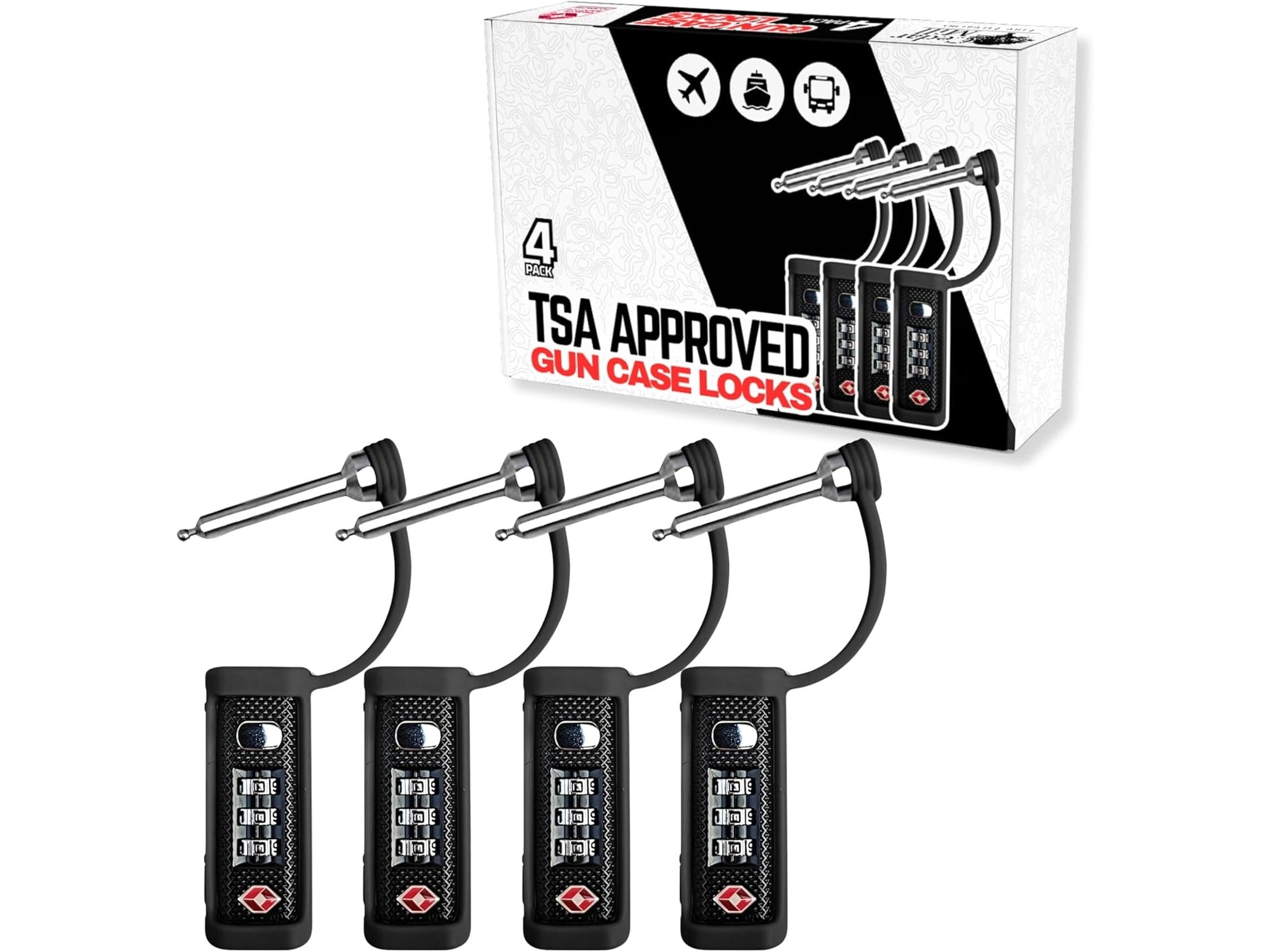 4-Pack TSA Approved MonoShaft™ Gun Case Lock