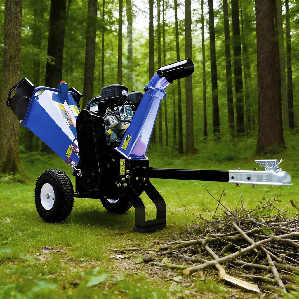 Heavy-Duty 4-Inch 208CC Gas Drum Wood Chipper Shredder With Tow Hitch (SAK47504)