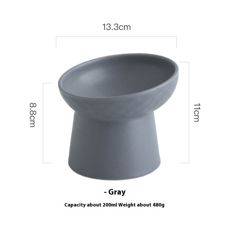 Oblique Mouth High Foot Candy Color Cat Bowl