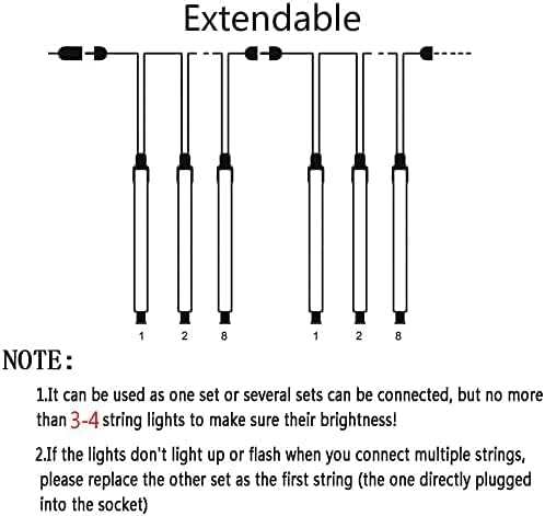Outdoor Meteor Shower Lights - 16 Inch 8 Tube Snow Falling Icicle Cascading Lights for Xmas, Wedding Party, UL Plug, White