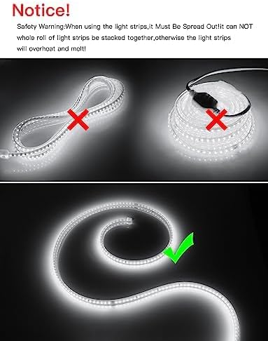 Outdoor LED Strip Lights,120LEDs/m Waterproof 32.8FT/10M LED Light Strip 6500K White Flexible LED Rope Lights for Garden Patio Cabinet Bedroom Indoor Outdoor Decoration(32.8FT, White)