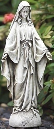 Joseph's Studio by Roman Inc., Our Lady of Grace, Garden Collection, Religious Statue, Holy Family, Memorial, Angel, Patron Saint, Garden Décor (14x5x3)