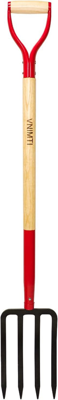 Garden Fork,4-Tine Spading Fork,Compost Fork,Steel Digging Fork,45Inch,Steel Y-Grip,Wooden Handel