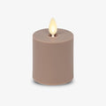 Luminara Outdoor Votive Flameless LED Candle, Timeless Taupe 2" x 3.2", Moving Flame Battery Operated Timer Remote Ready IPX4 Matte Plastic Finish