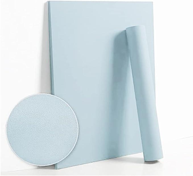 Dimoon 118''x17.7'' Blue Peel and Stick Wallpaper Contact Paper Modern Self Adhesive Wall Paper Removable Renter Friendly Textured Solid Color Shelf Cabinet Vinyl Roll (118''x17.7'',Light Blue)