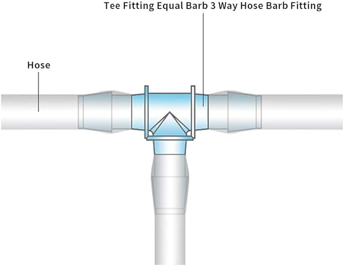 3/8" Tee Fitting Equal Barb 3 Way Hose Barb Fitting，Splicer Joint Mender Adapter Union Fitting for Fuel Gas Liquid Air (Pack of 5)