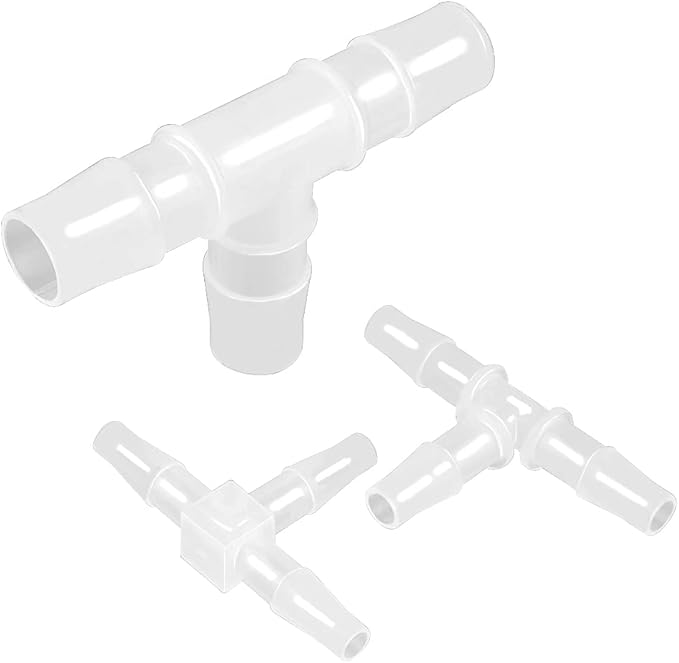 5/32" Tee Fitting Equal Barb 3 Way Hose Barb Fitting，Splicer Joint Mender Adapter Union Fitting for Fuel Gas Liquid Air (Pack of 5)
