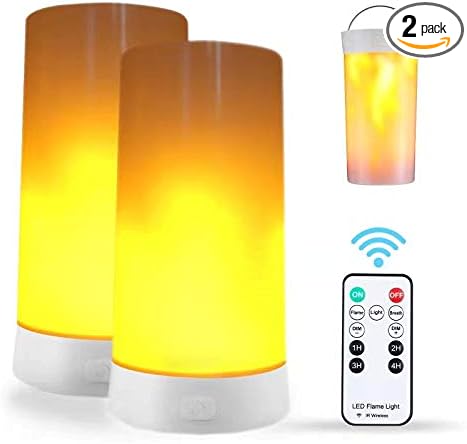 2PCS LED Flame Light, USB Rechargeable Flame Lamp with Remote & Timer, Waterproof Dimmable Flameless Candles Light for Home Party Garden Camping Halloween Christmas Decoration