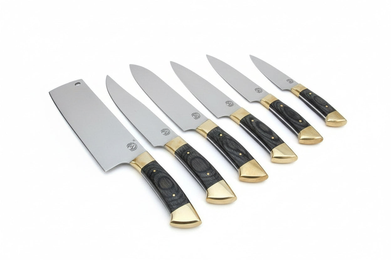 440c stainless steel Kitchen Knives Set With Beautiful Leather Roll Kit DK-0091