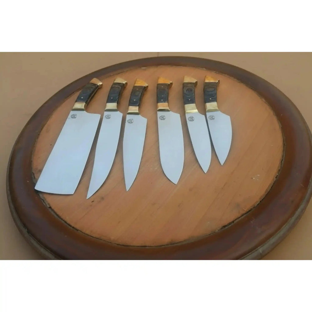 440c stainless steel Kitchen Knives Set With Beautiful Leather Roll Kit DK-0091