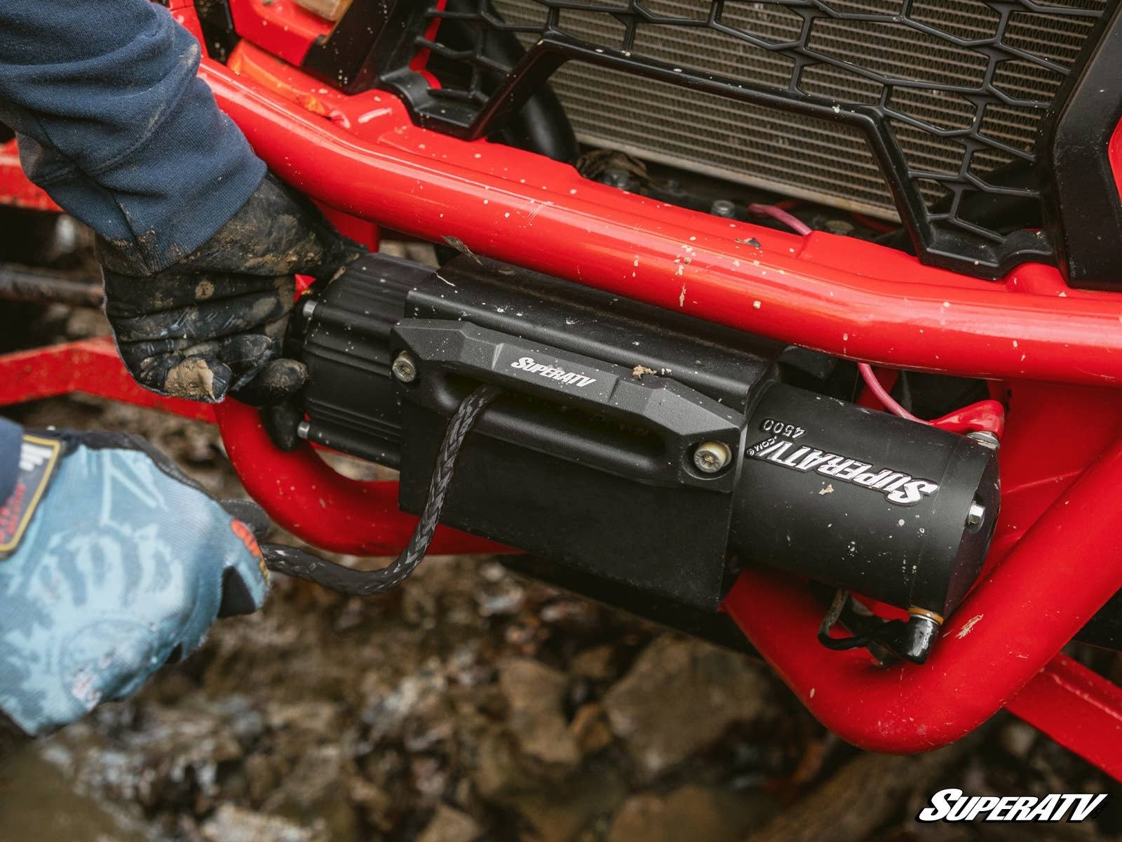 SuperATV Black Ops 6,000 lb. UTV / ATV Winch for With Wireless Remote & Synthetic Rope